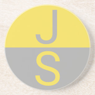 Gult och Grått Modern Initialer Monogram Underlägg