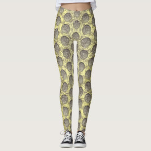 Gult och Grått Polka dots Mönster Leggings