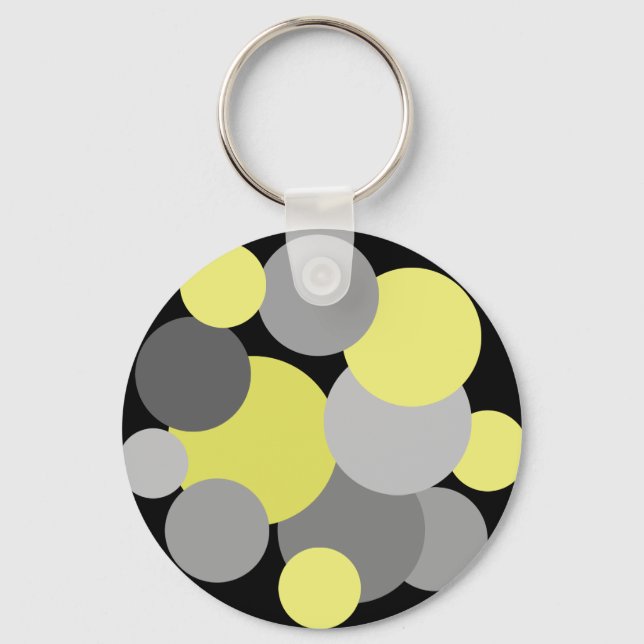 Gult och Grått Polka dots Nyckelring (Framsida)