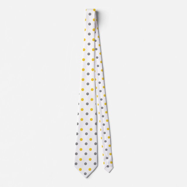 Gult och Grått Polka dots Slips (Framsida)