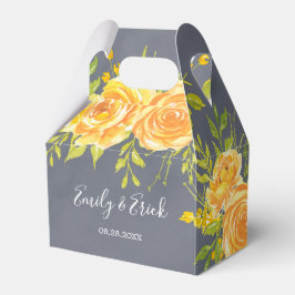 Gult och Grått Ro Peony Wedor Favor Box Presentaskar