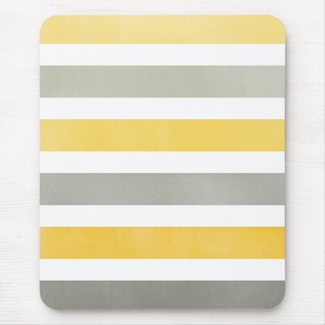 Gult och Grått Stripe Mönster Mousepad Musmatta (Framsidan)