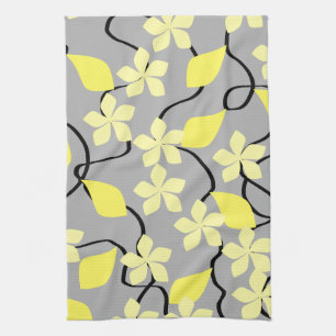 Gult- och gråttblommor. Blom- modell Kökshandduk