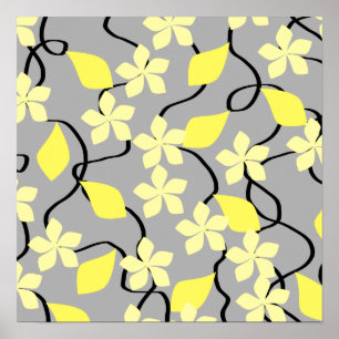 Gult- och gråttblommor. Blom- modell Poster