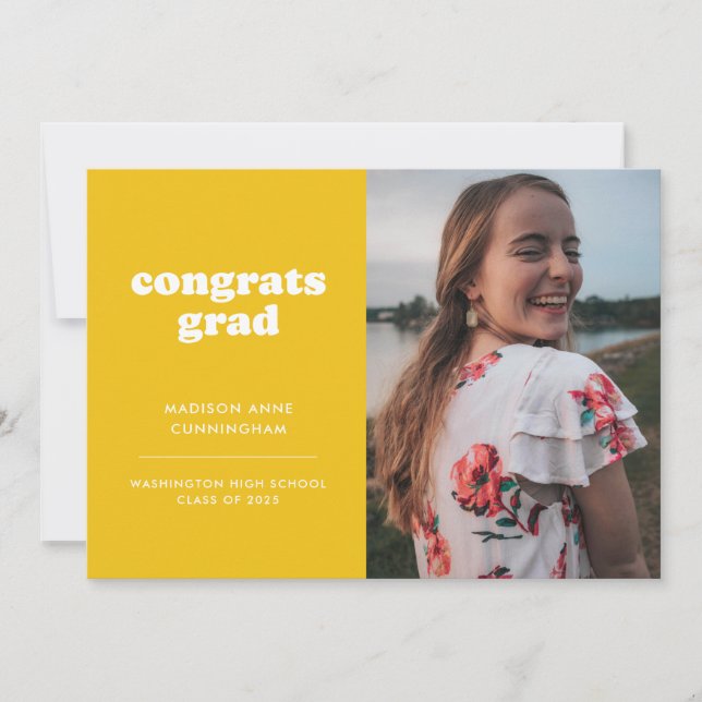 Gult och Gratulerar Grad Photo Studenten Meddelande (Framsida)