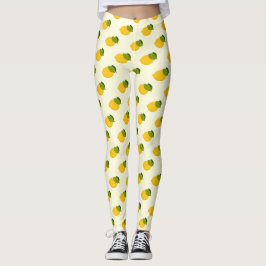 Gult och Grönt av citrusfrukt i Lemon Mönster Cute Leggings