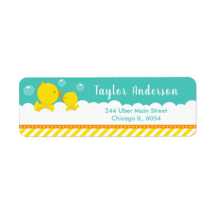 Gult och Grönt av gummi Ducky Returadress Etikett