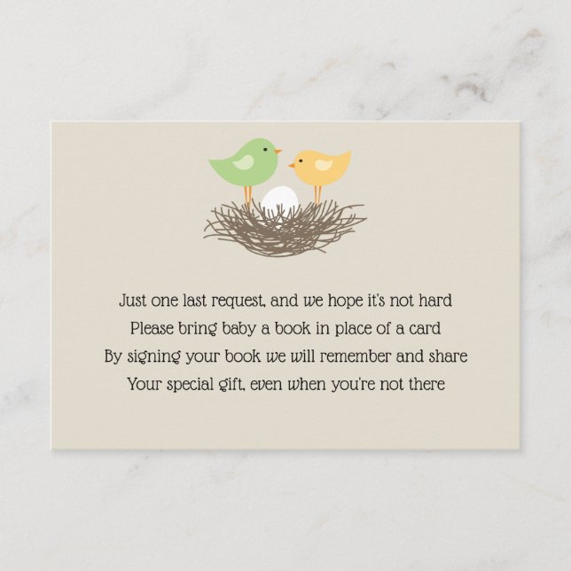 Gult och Grönt Baby Birds Nest Insert Tilläggskort (Framsida)