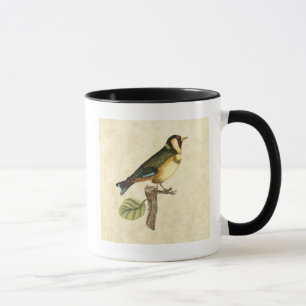 Gult och Grönt Bird Perched on a Little Gren Mugg