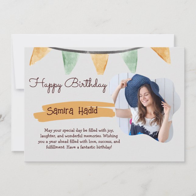 Gult och Grönt - enkel Grattis på födelsedagen-pla Julkort (Framsida)