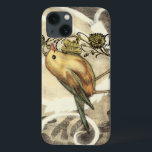 Gult och Grönt föda på Vintagens bakgrund<br><div class="desc">Den här blandningen av målning och skisser visar en närbild av en gult- och grönt fågel på en enkel svart och beige bakgrund. De vita linjerna i bakgrunden lägger till en vintage. Den här bilden passar perfekten på alla anpassaden av Zazzle-produkten.</div>