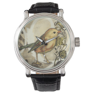Gult och Grönt föda på Vintagens bakgrund Armbandsur