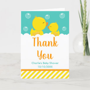 Gult och Grönt för Rubber Ducky Baby Shower Tack Kort
