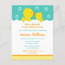 Gult och Grönt för Rubber Ducky Baby Shower Vykort