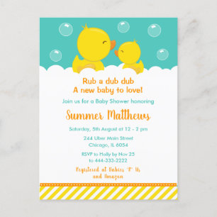 Gult och Grönt för Rubber Ducky Baby Shower Vykort