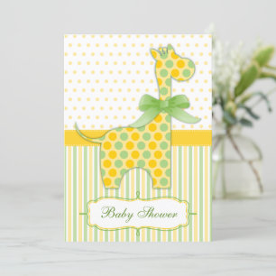 Gult och Grönt Giraffe Baby Shower Inbjudningar