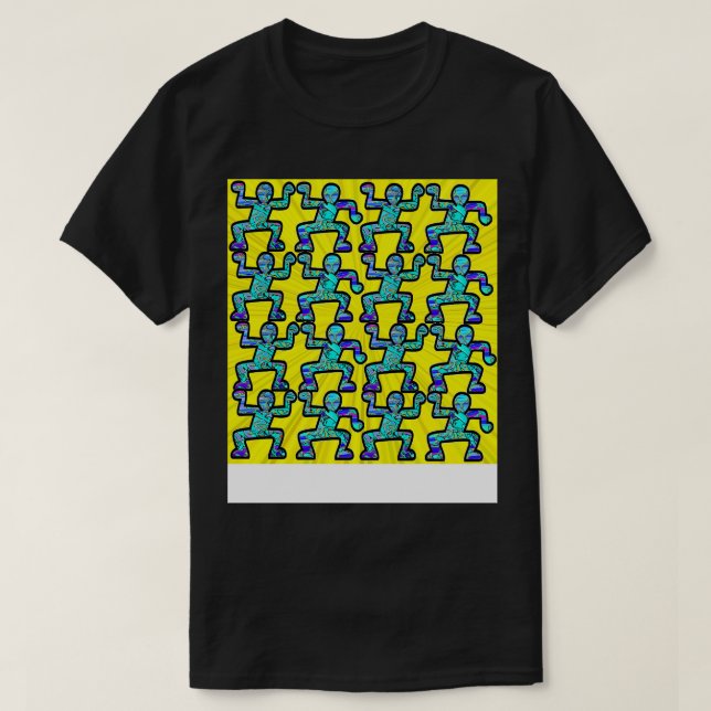 gult- och grönt graffiti-tatuering t shirt (Design framsida)