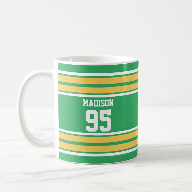 Gult och Grönt Jersey Stripe Anpassningsbar Färg Kaffemugg (Vänster)