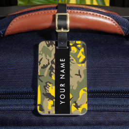 Gult- och Grönt-kamouflage Ditt namn anpassar Bagagebricka