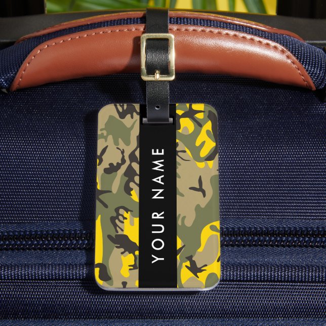 Gult- och Grönt-kamouflage Ditt namn anpassar Bagagebricka (Framsida Insitu 2)