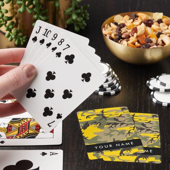 Gult- och Grönt-kamouflage Ditt namn anpassar Casinokort (På plats)