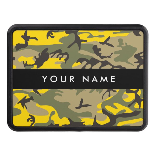 Gult- och Grönt-kamouflage Ditt namn anpassar Dragkroksskydd (Framsidan)