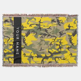 Gult- och Grönt-kamouflage Ditt namn anpassar Filt