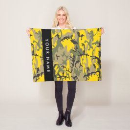 Gult- och Grönt-kamouflage Ditt namn anpassar Fleecefilt