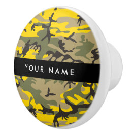 Gult- och Grönt-kamouflage Ditt namn anpassar Knopp