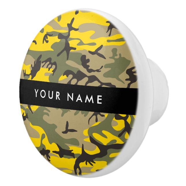 Gult- och Grönt-kamouflage Ditt namn anpassar Knopp (Höger)