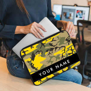 Gult- och Grönt-kamouflage Ditt namn anpassar Laptop Fodral