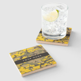 Gult- och Grönt-kamouflage Ditt namn anpassar Stenunderlägg