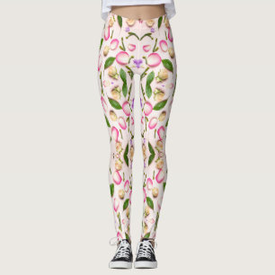 Gult och grönt löv blad mönster leggings