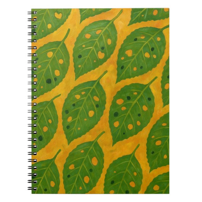 Gult och Grönt Löv Patterned Journal Anteckningsbok (Framsidan)