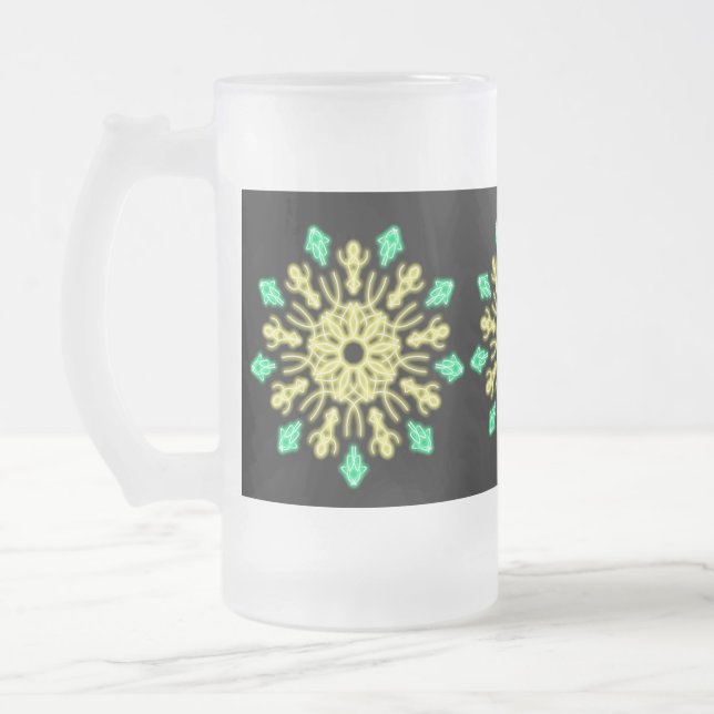 Gult och grönt, nyblomma frostat ölglas (Vänster)