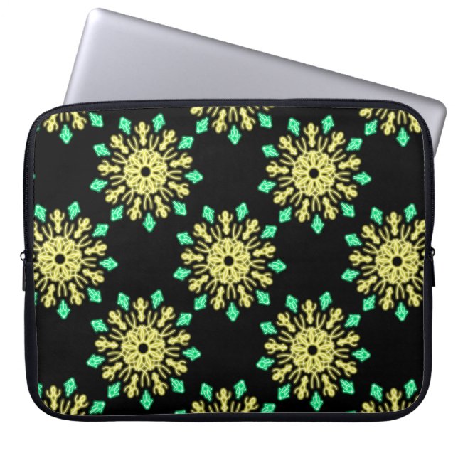 Gult och grönt, nyblomma laptop fodral (Framsidan)