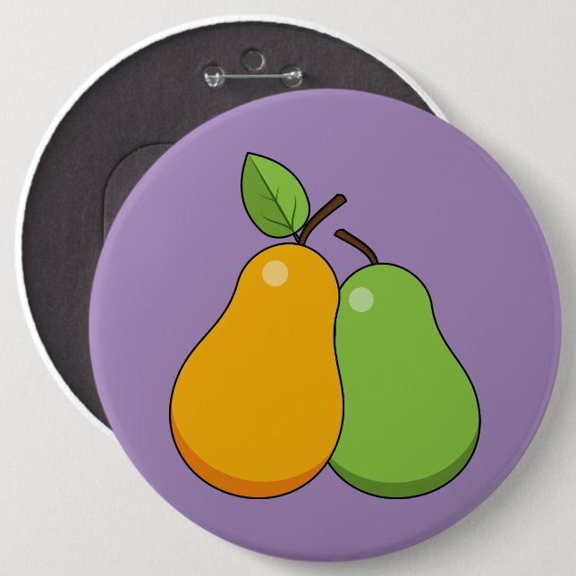 Gult och Grönt Pears Knapp (Framsida & baksida)