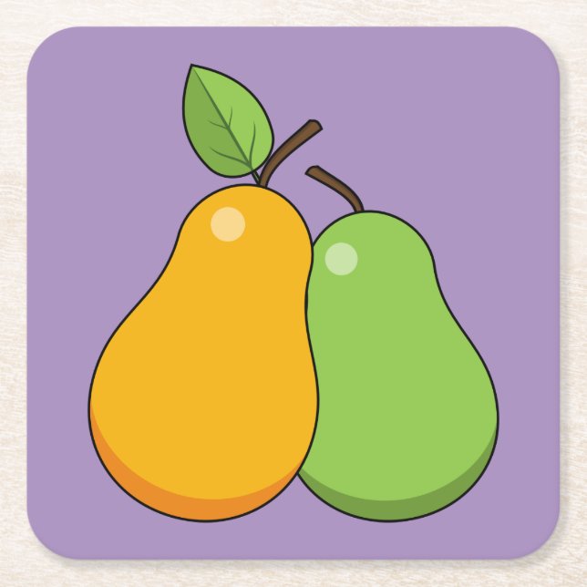 Gult och Grönt Pears Underlägg Papper Kvadrat (Framsidan)