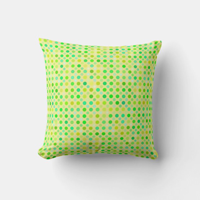 gult och grönt polka dots kudde (Framsida)