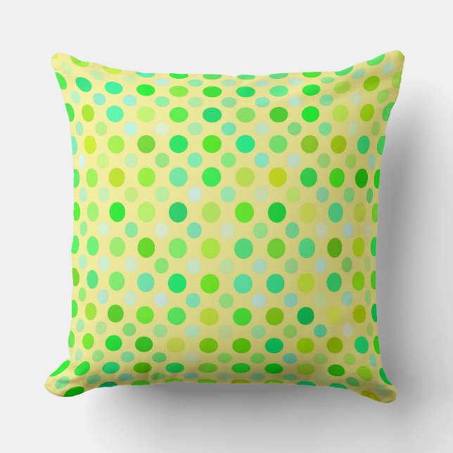 gult och grönt polka dots kudde (Framsida)
