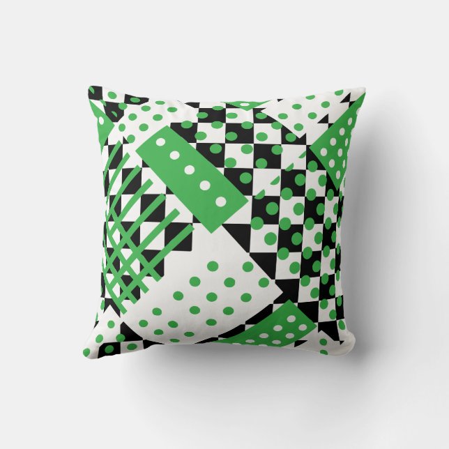 Gult och grönt, punktstödraster kudde (Baksida)