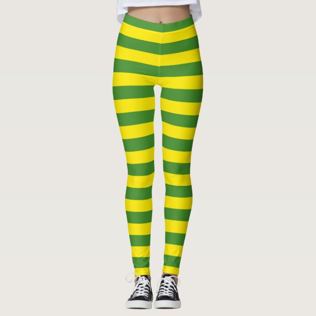Gult och Grönt Rand Leggings (Framsida)