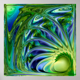 Gult och Grönt Spiral Poster