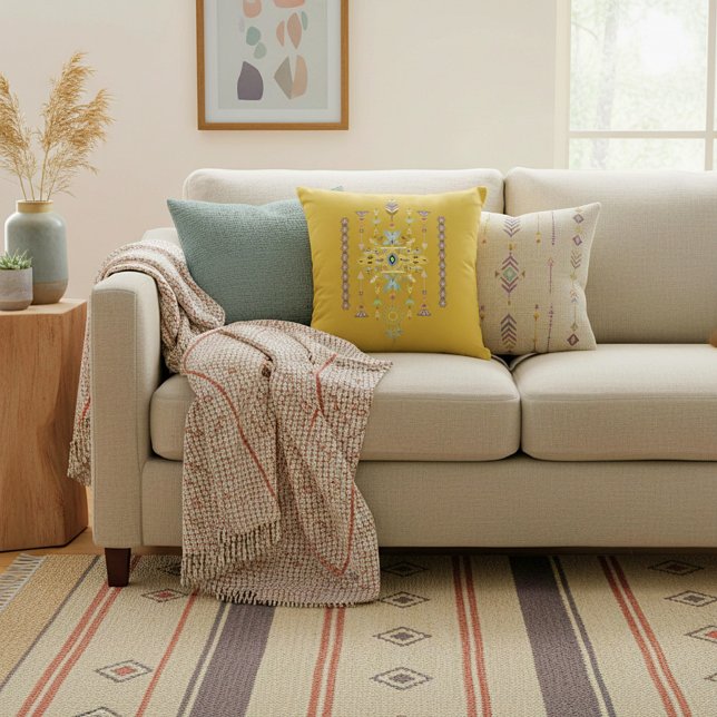 Gult- och grönt-stamutformning kudde (Skapare uppladdad)