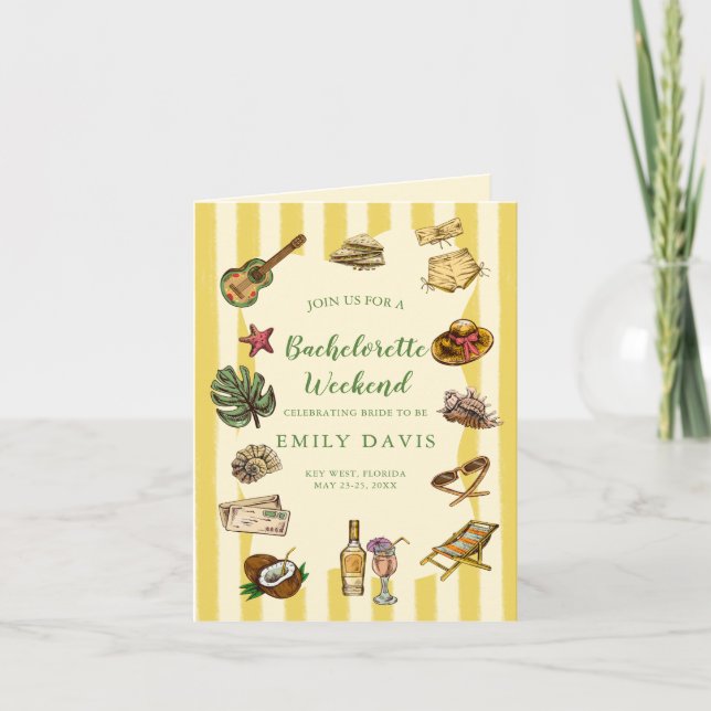 Gult och Grönt Summer Bachelorette Helg Kort (Framsida)