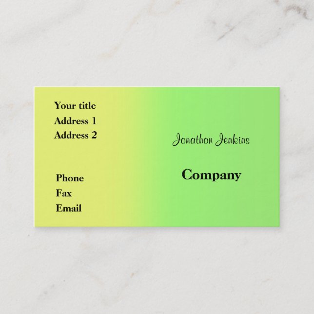 Gult och grönt visitkort (Framsida)