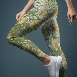 Gult och Grönt William Morris med två toner Leggings