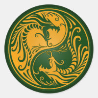 Gult och Grönt Yin Yang Dragons