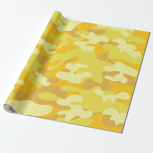 Gult och Guld Camo Design Presentpapper (Utrullad)
