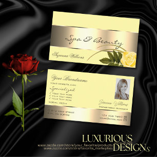 Gult och Guld Decor Cute Ro Flower med Photo Visitkort